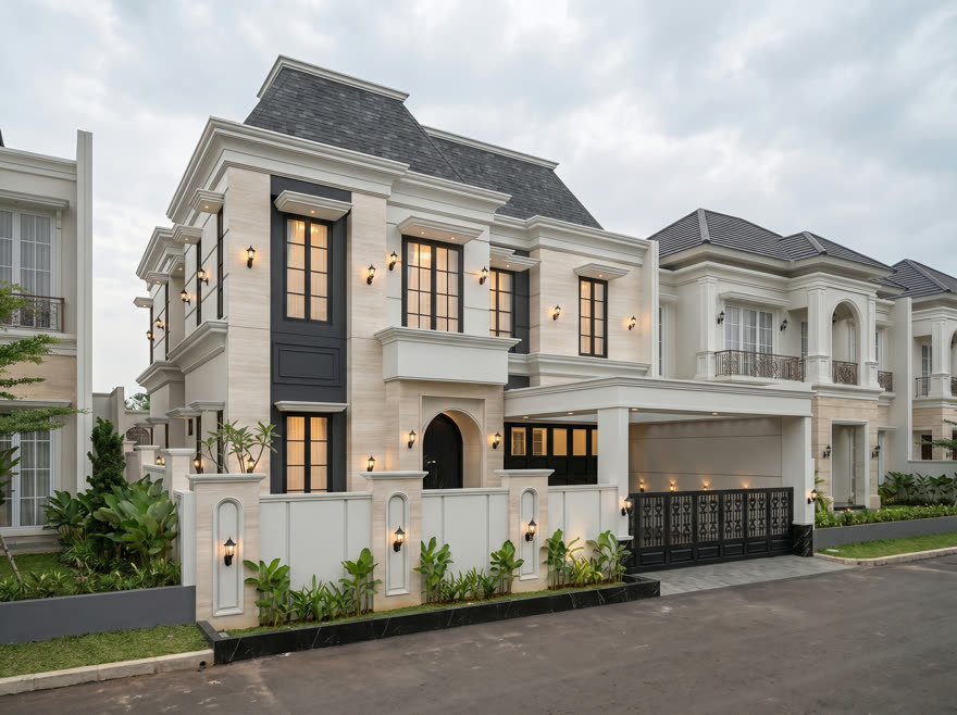 Render dari perspektif yang sama, proporsi dan material identik